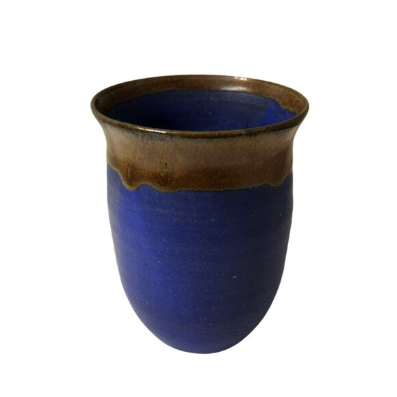 Handcrafted Blue Brown Pottery Vase, Signed Molly Watson, Molly Wat Ceramics Art - Picture 8 of 8